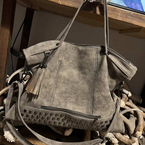 Taupe studded tote bag - Picture 3 of 5